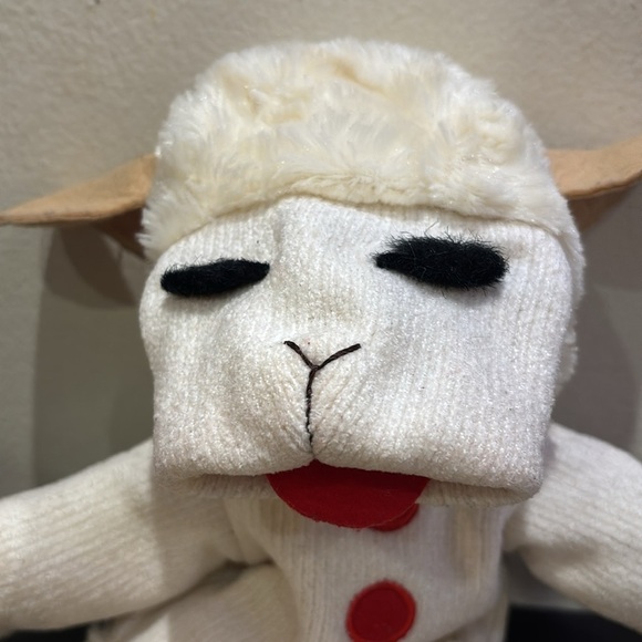 Plush Lamb chops Puppet with Red Accents - Picture 2 of 5